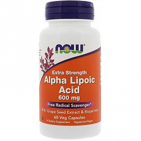 NOW Foods Alpha Lipoic Acid, Альфа-Липоевая Кислота 600 мг - 60 капсул
