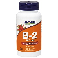 NOW B-2  Витамин B-2, Рибофлавин 100 мг - 100 капсул