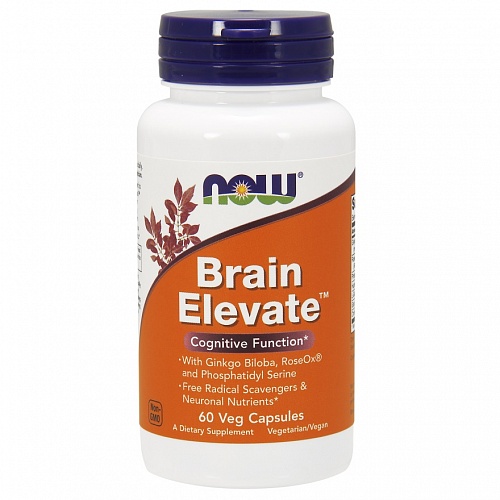 NOW Brain Elevate, Активатор Мозга - 60 капсул