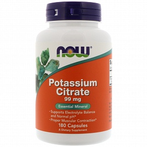 NOW Potassium Citrare, Калий Цитрат 99 мг - 180 капсул
