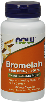 NOW Bromelain, Бромелаин 500 мг - 60 капсул