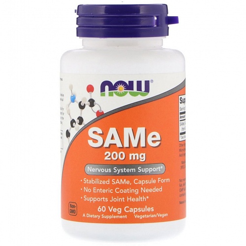NOW Foods САМе, S-аденозил-L-метионин 200 мг - 60 капсул