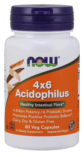 NOW Acidophilus , Ацидофилус, Пробиотик - 60 капсул