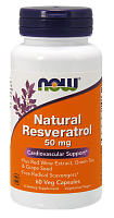 NOW Resveratrol Natural, Ресвератрол Натуральный 50 мг - 60 капсул