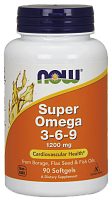 NOW Omega 3-6-9, Супер Омега 3-6-9 1200 мг - 90 капсул