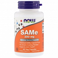 NOW Foods САМе, S-аденозил-L-метионин 200 мг - 60 капсул