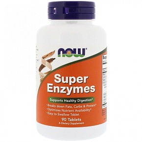 NOW Super Enzymes, Супер Энзимы - 90 капсул