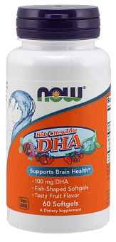 NOW Omega DHA, Омега  (Докозагексаеновая Кислота  для детей)100 мг - 60 капсул