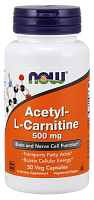 NOW Acetyl-L-Carnitine, Ацетил-L-Карнитин 500 мг - 50 капсул