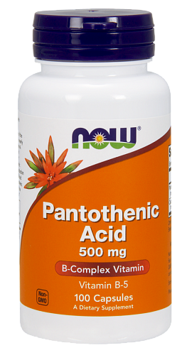 NOW Pantothenic Acid, Витамин В-5, Пантотеновая Кислота 500 мг - 100 капсул