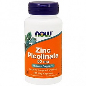 NOW Zinc Picolinate, Цинк Пиколинат 50 мг - 120 капсул