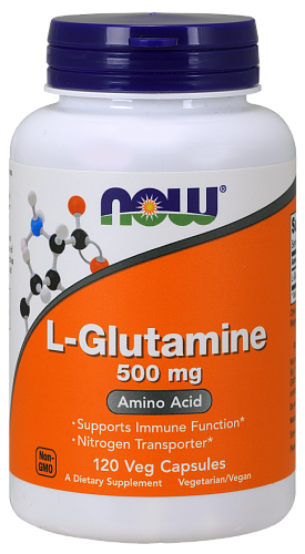NOW  L-Glutamine, L-Глютамин 500 мг - 120 капсул