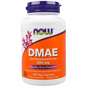 NOW DMAE, ДМАЭ, Диметиламиноэтанол 250 мг - 100 капсул