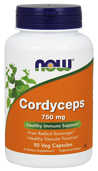 NOW Cordyceps, Кордицепс 750 мг - 90 капсул
