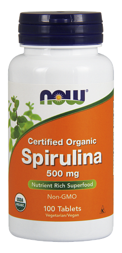 NOW Spirulina, Спирулина 500 мг - 100 таблеток