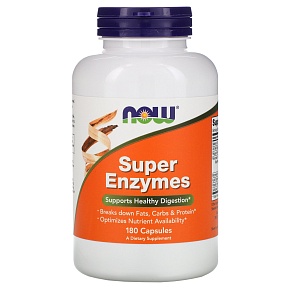 NOW Super Enzymes, Супер Энзимы - 180 капсул
