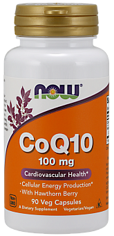 NOW Foods Q10 Coenzyme, Кофермент Q10 100 мг + Боярышник - 90 капсул