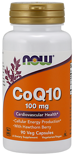 NOW Foods Q10 Coenzyme, Кофермент Q10 100 мг + Боярышник - 90 капсул