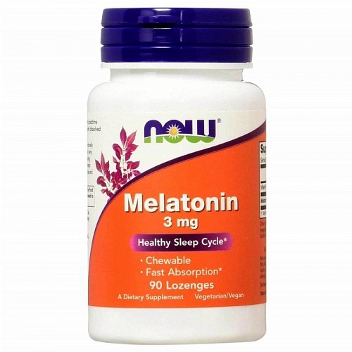 NOW Melatonin + B6, Мелатонин 3 мг + Витамин Б6 - 90 таблеток