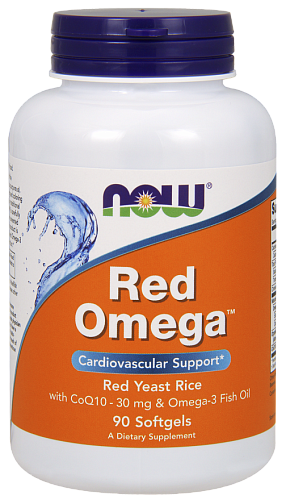 NOW Omega-3 Red Rice + Q10, Рэд Омега + Q10 - 90 капсул