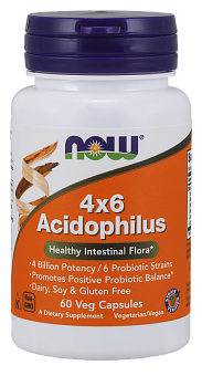 NOW Acidophilus , Ацидофилус, Пробиотик - 60 капсул
