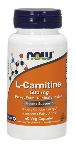 NOW L-Carnitine, L-Карнитин 500 мг - 60 капсул