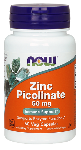 NOW Zinc Picolinate, Цинк Пиколинат 50 мг - 60 капсул
