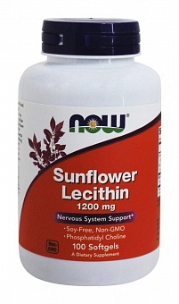 NOW Lecithin Sunflower, Лецитин Подсолнечника 1200 мг - 100 желатиновых капсул