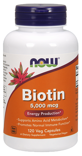 NOW Biotin, Биотин 5000 мкг - 120 капсул