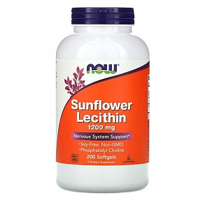 NOW Sunflower Lecithin, Лецитин 1200 мг - 200 желатиновых капсул
