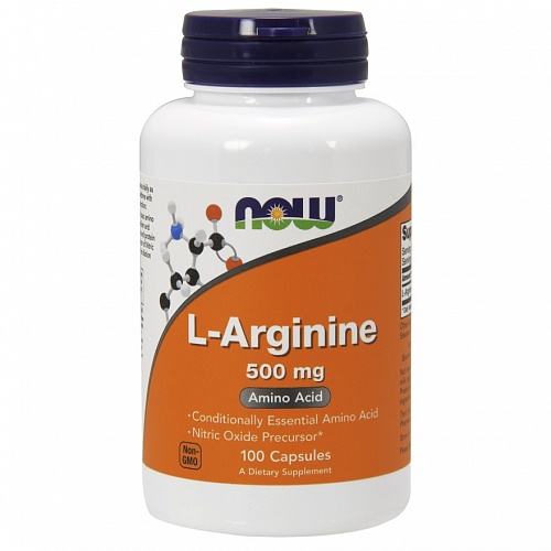 NOW  L-Arginine, L-Аргинин 500 мг - 100 капсул
