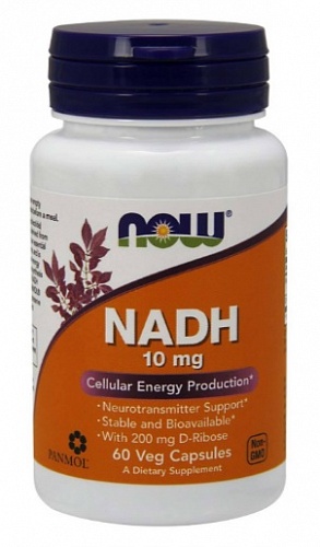 NOW NADH, Никотинамидадениндинуклеотид 10 мг - 60 капсул